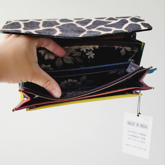 NWT Folklore Couture set genuine leather multicolor animal print fur bag. - Picture 7 of 10